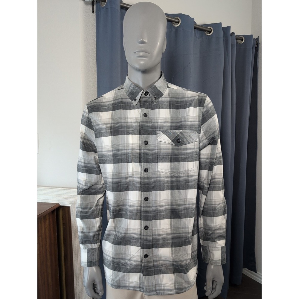 Alaskan Hardgear Boars Nest Flannel Shirt‎ Mens Medium Grey White Outdoors Gorp